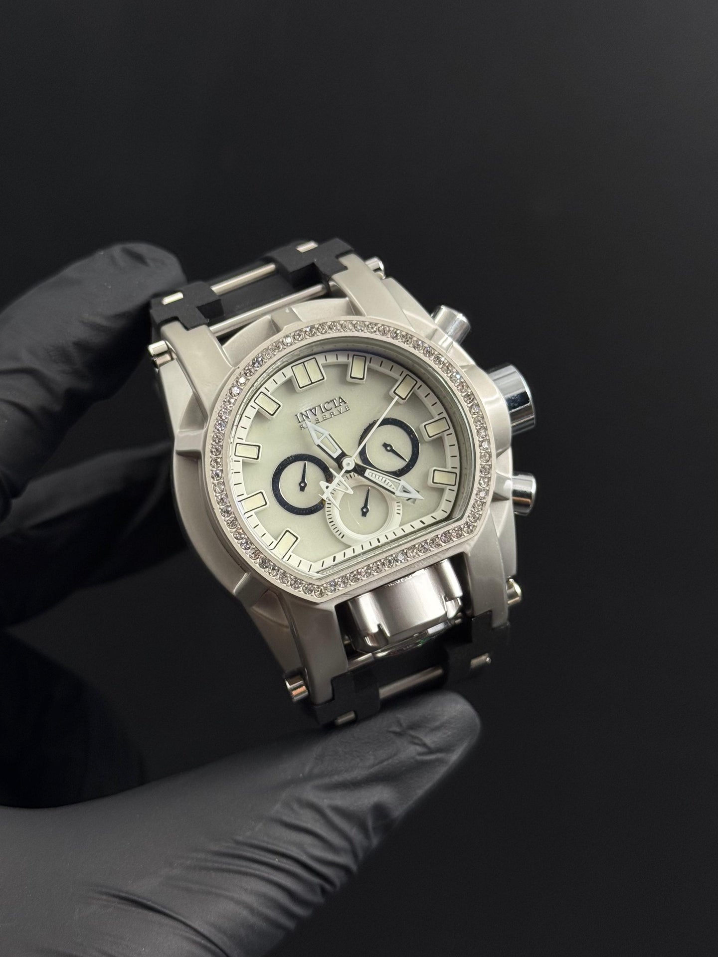 Invct Mujer Circones Goma Negra Tablero Blanco Plateado