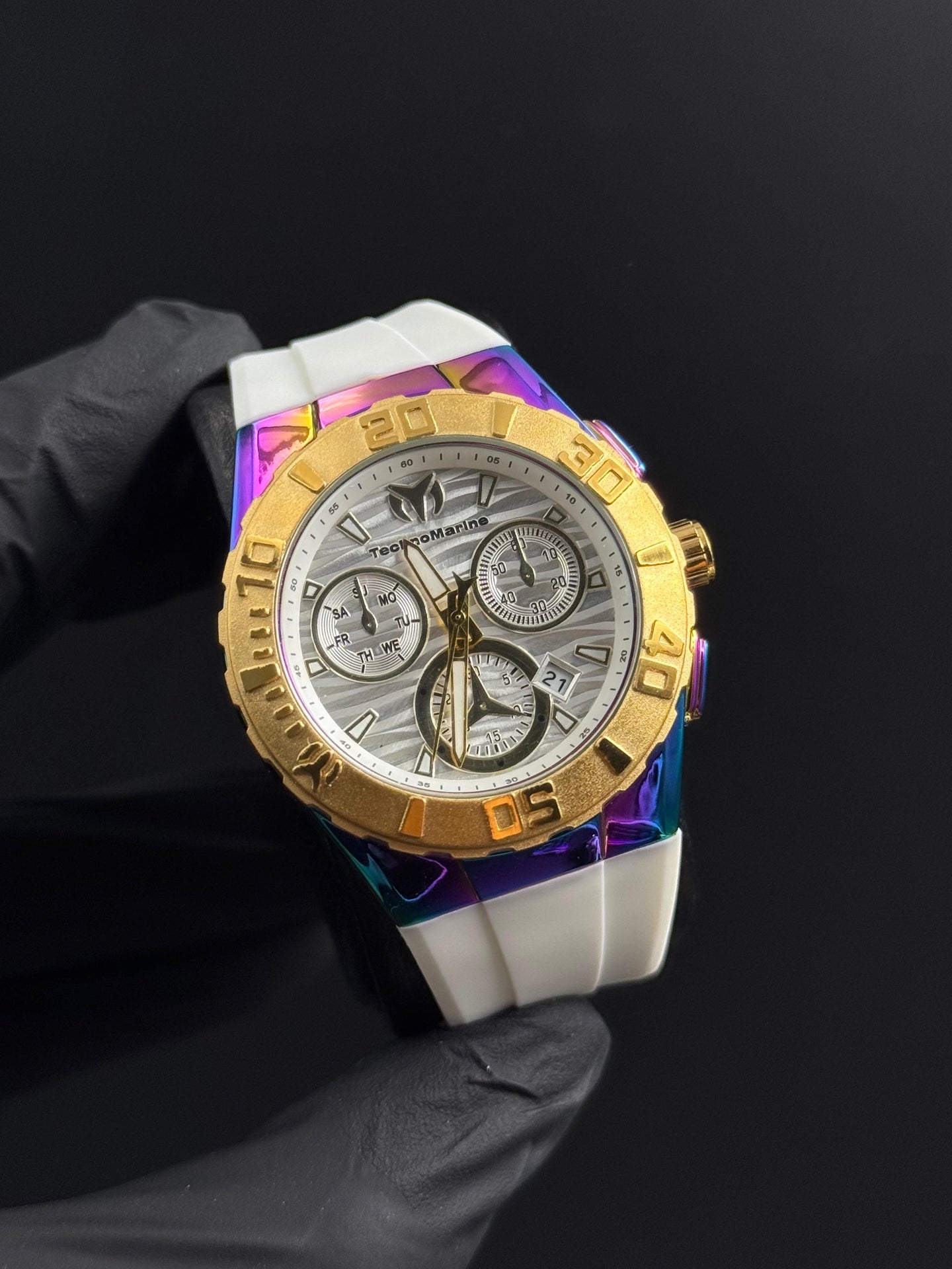 Tchmrnr Mujer MZ Goma Blanca Tablero Blanco Tornasol Dorado