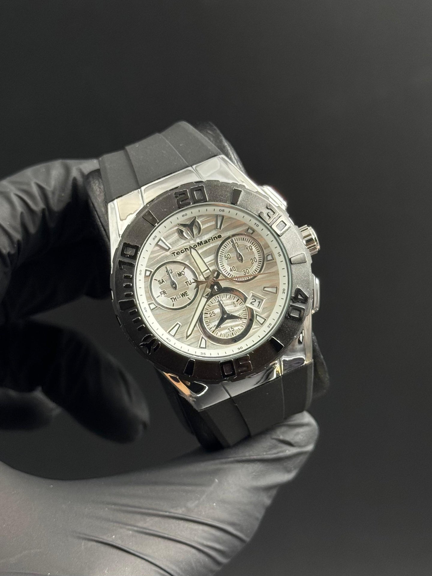 Tchmrnr Mujer MZ Goma Negra Tablero Blanco Negro Plateado