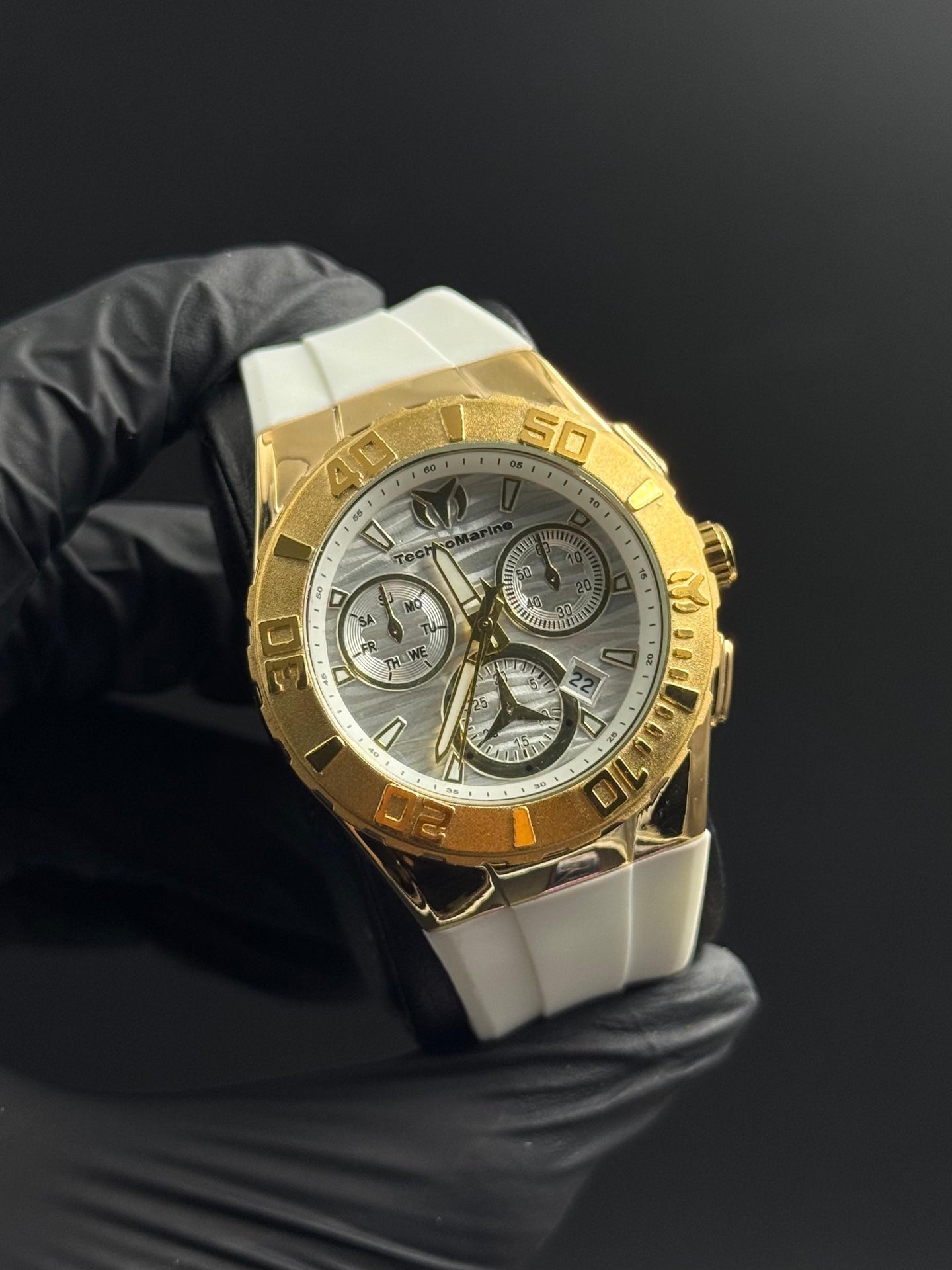 Tchmrnr Mujer MZ Goma Blanca Tablero Plateado Dorado