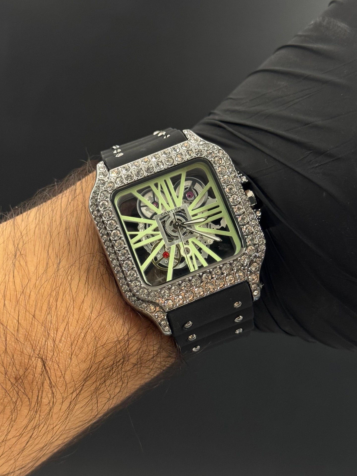 Crtr Santos Skeleton Circones  Negro Tablero Verde Plateado