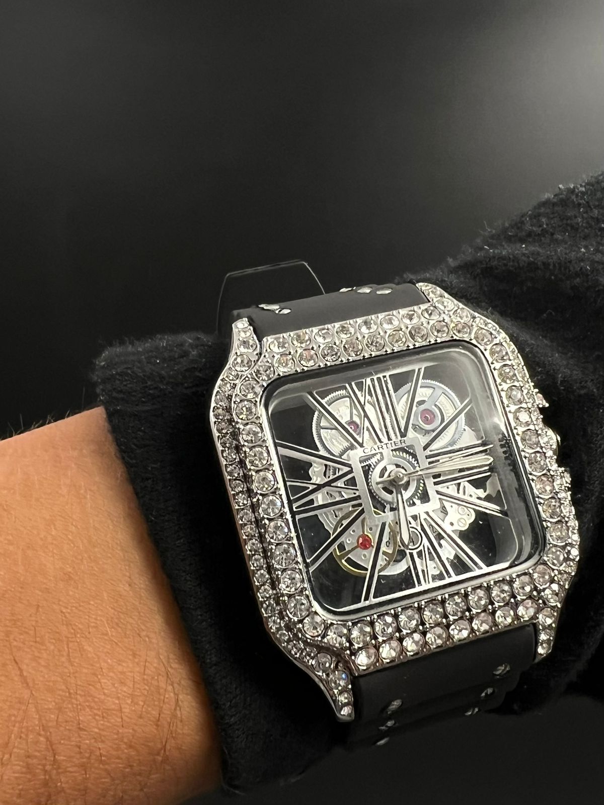 Crtr Santos Skeleton Circones Negro  Plateado Tablero Plateado Negro