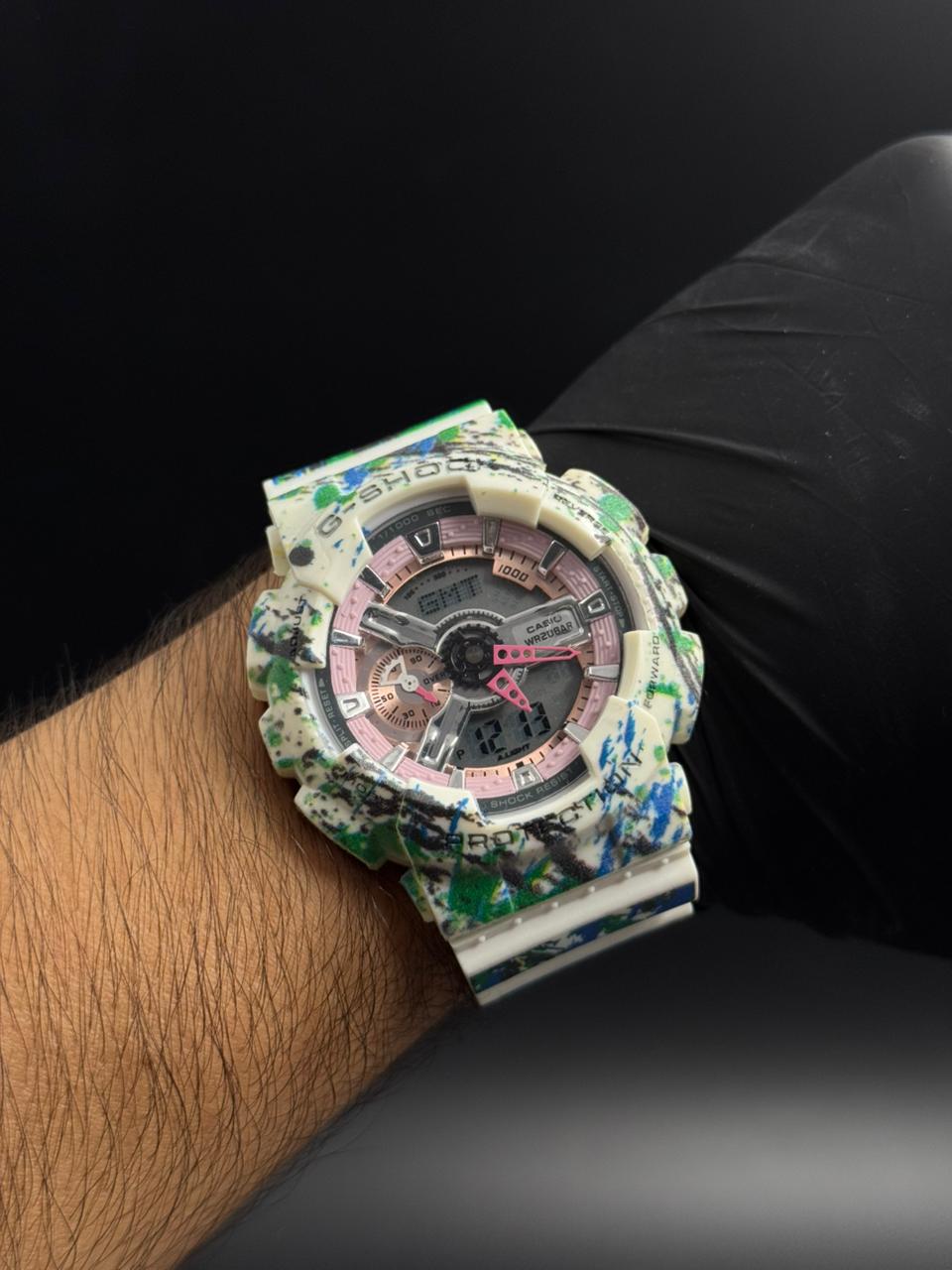 G-shck Worl Time Bicolor Verde Azul Tablero Rosa