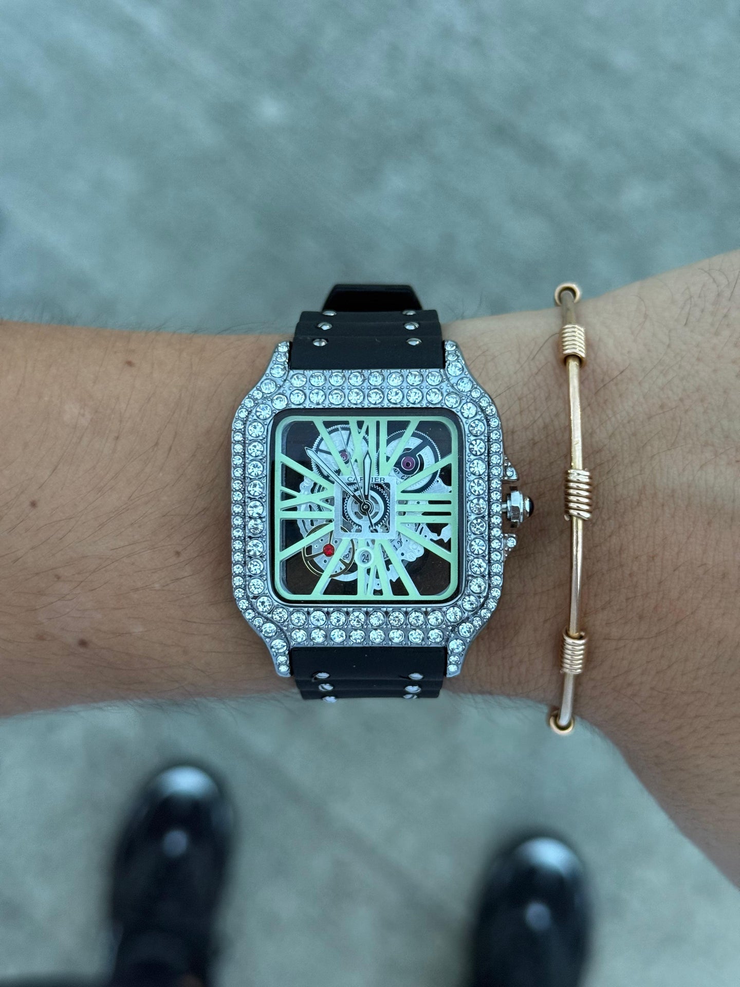 Crtr Santos Skeleton Circones  Negro Tablero Verde Plateado