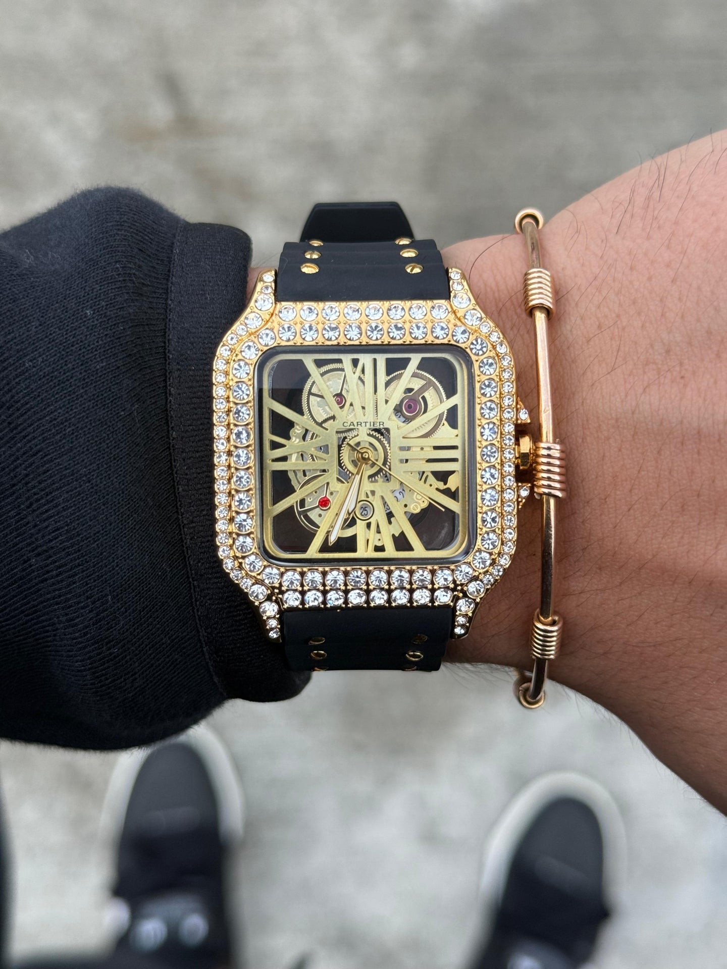 Crtr Santos Skeleton Circones Negro Tablero Dorado - Dorado