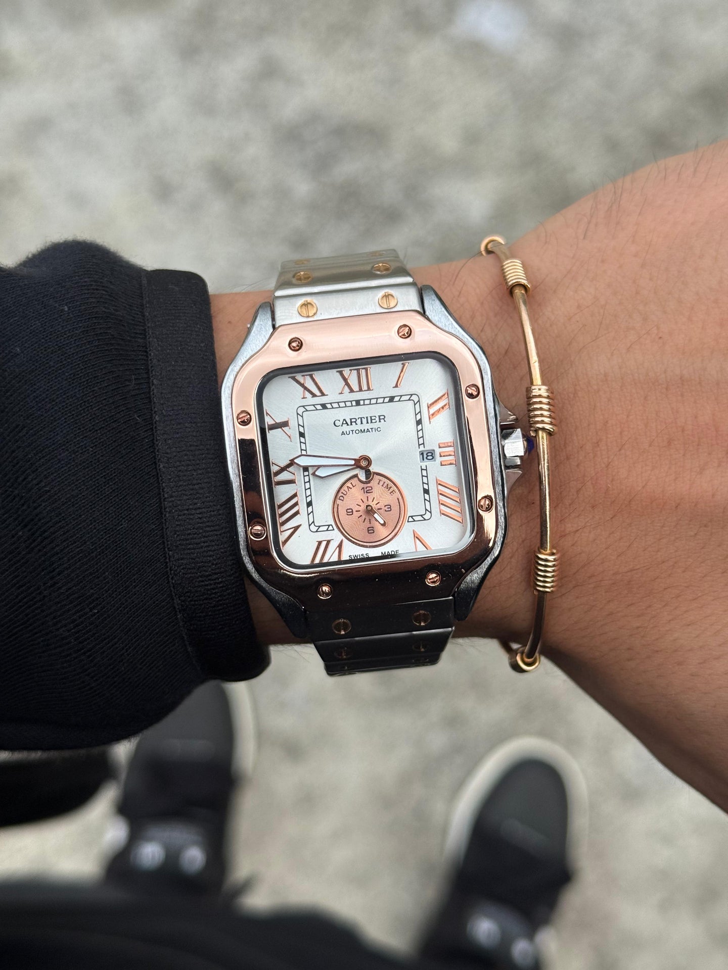 Crtr Crono Metalico Plateado Tablero Plateado Oro Rosa